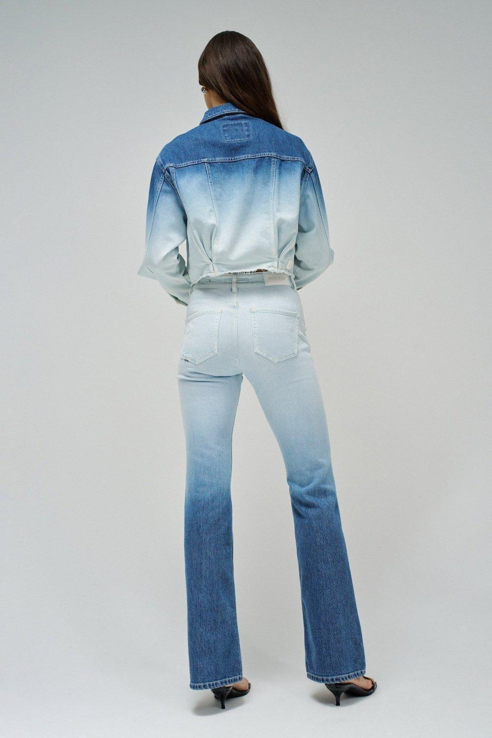 Blue  Block Cropped Jacket, , large image number 3
