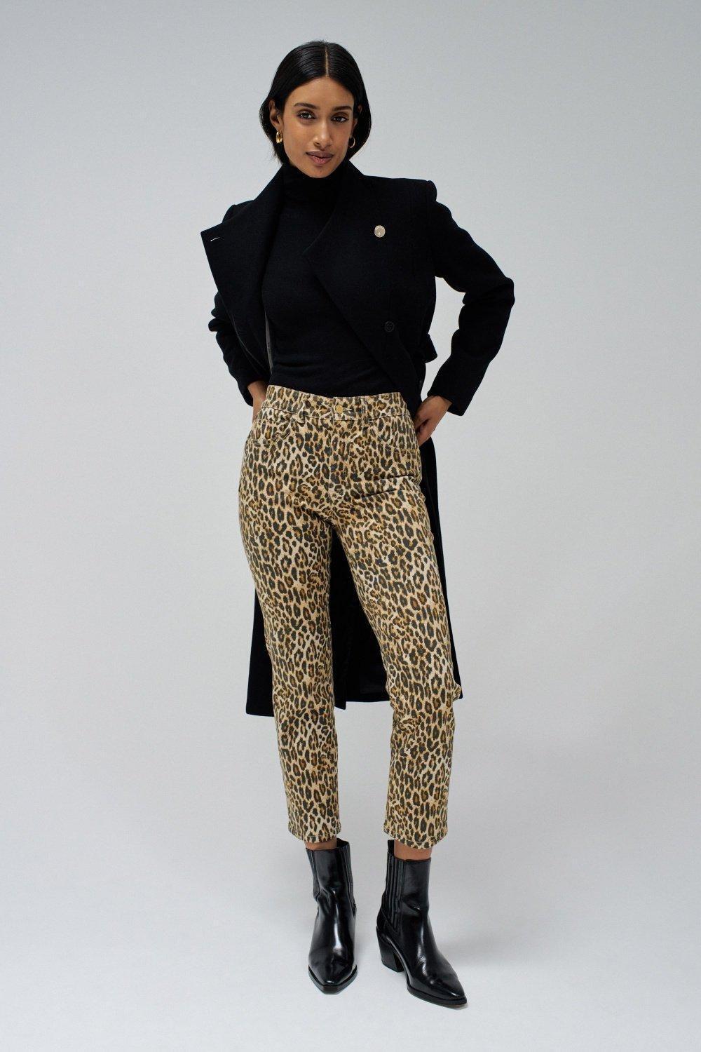 Animal Print Push In Jeans, Blue, medium