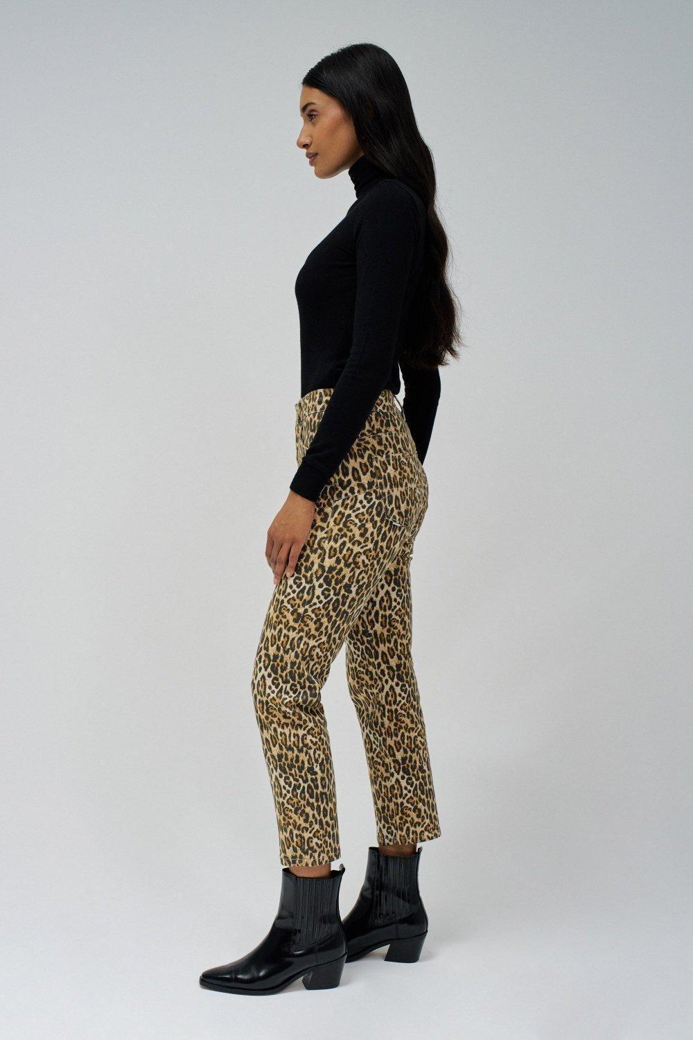 Animal Print Push In Jeans, Blue, medium