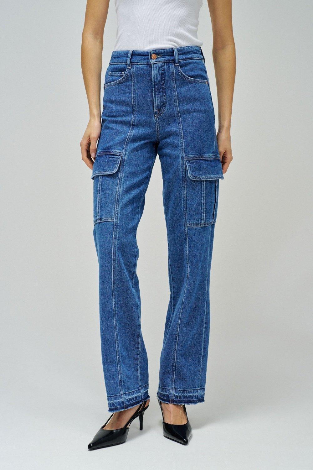 Faith Plain Straight Leg Jeans, Blue, large image number 0