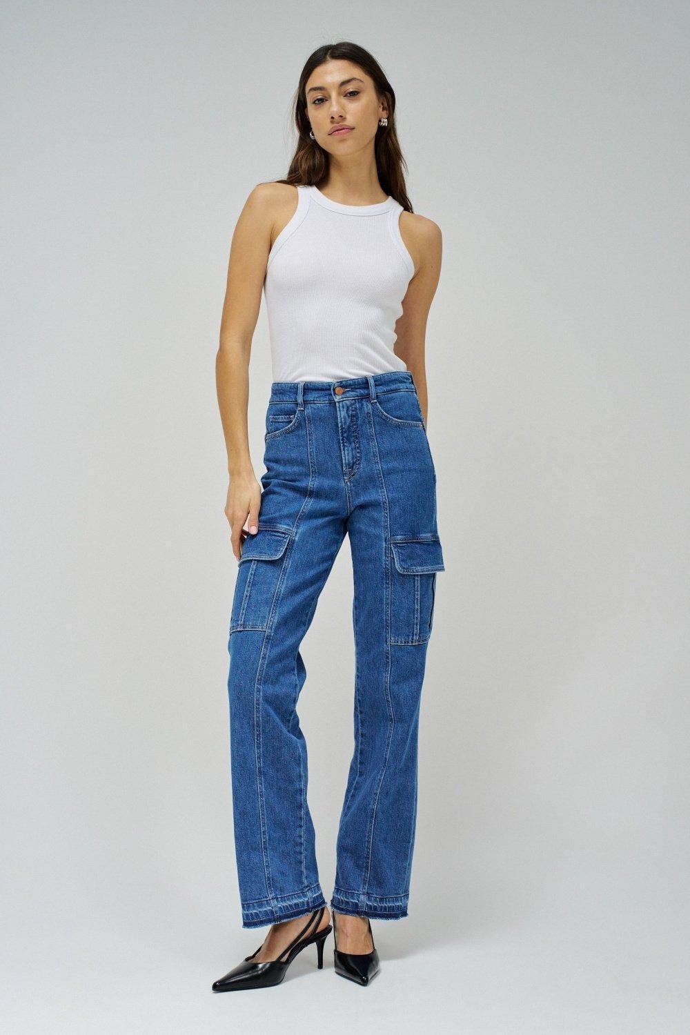 Faith Plain Straight Leg Jeans, Blue, large image number 1