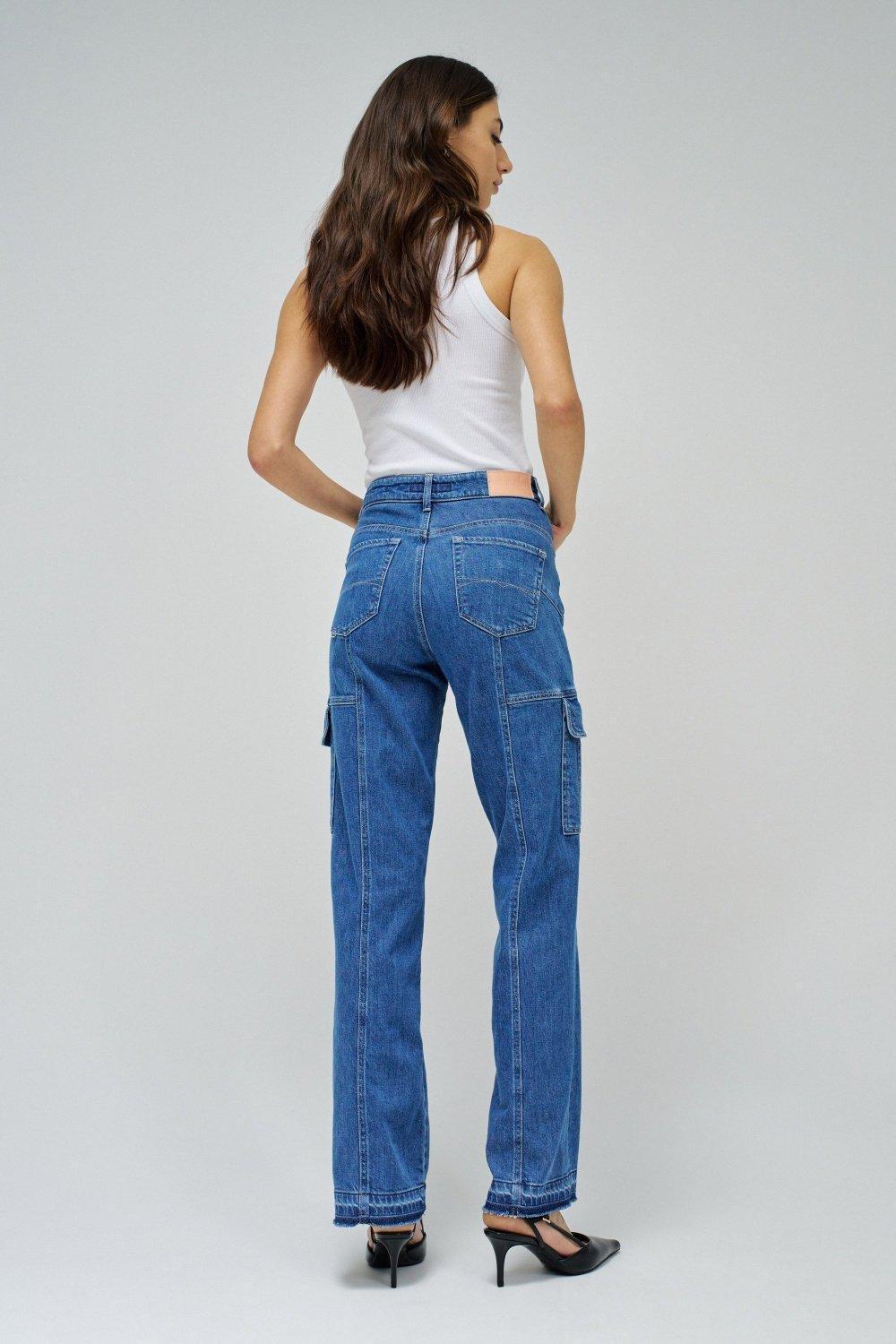 Faith Plain Straight Leg Jeans, Blue, large image number 3