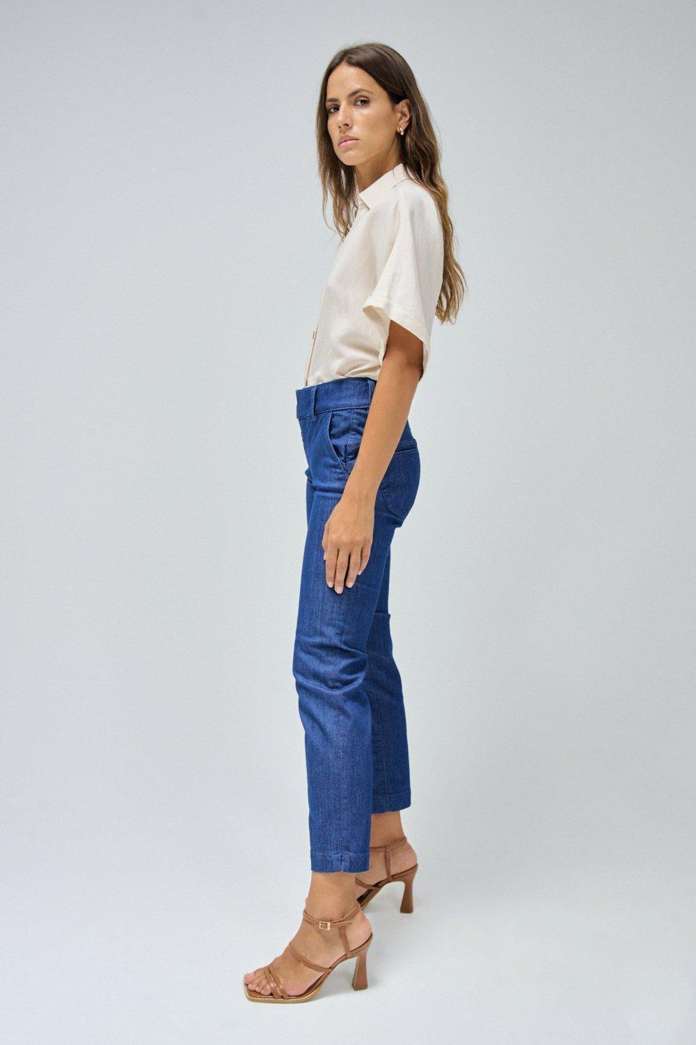 Secret Chino Push In Cropped Slim, Blue, medium
