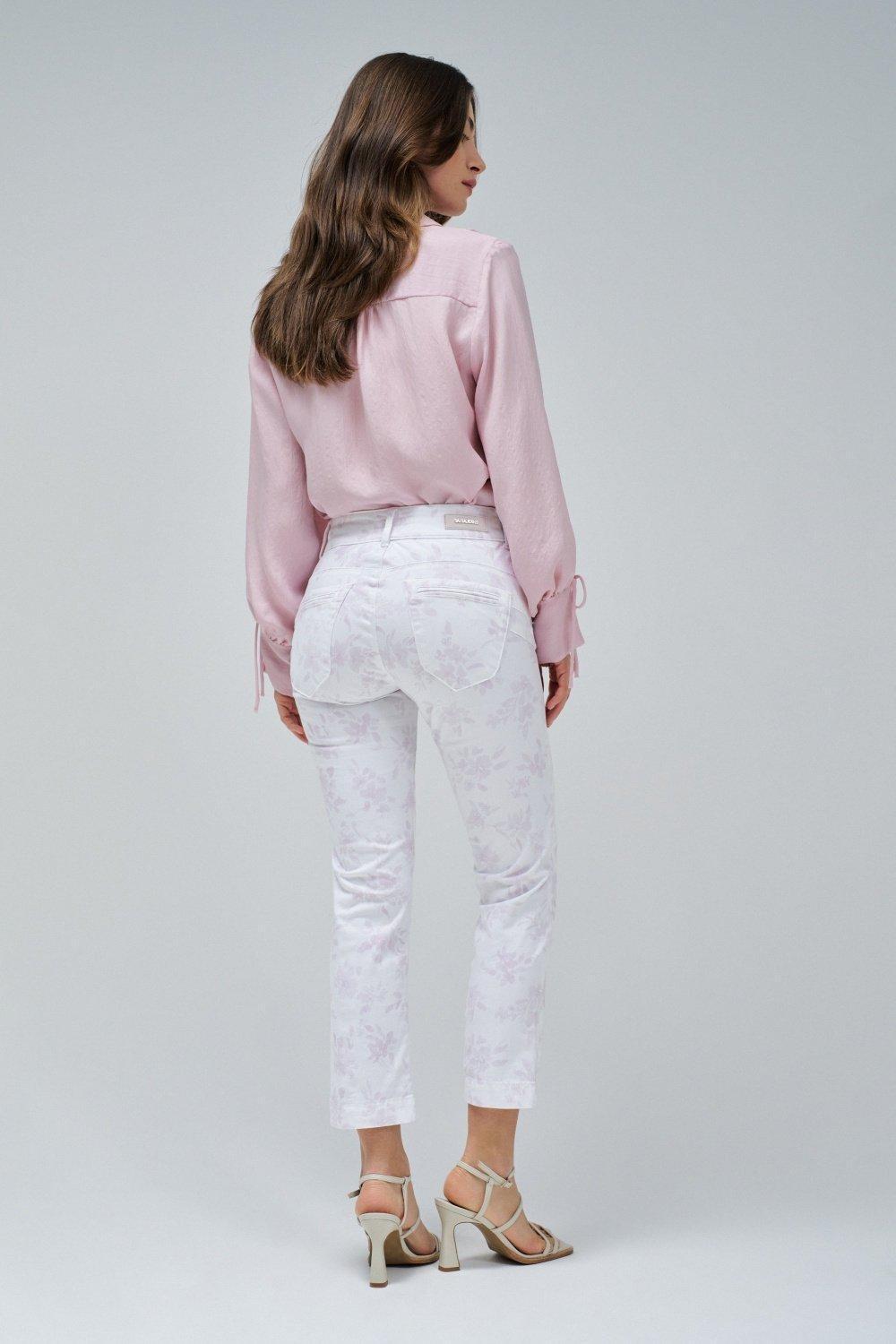Beige Cropped ed Denim Jeans, , large image number 3