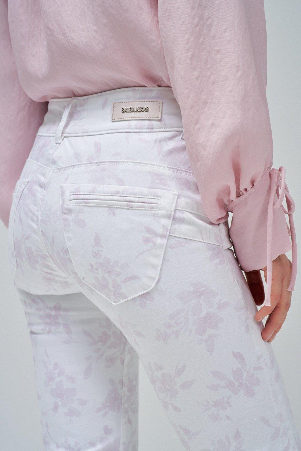 Beige Cropped ed Denim Jeans, , large image number 4