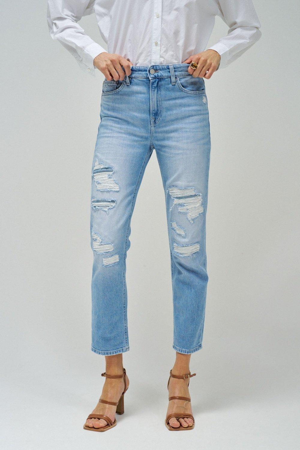 True Cropped Slim Jeans With Rips, Blue, medium