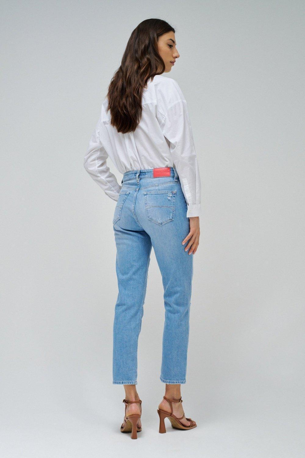 True Cropped Slim Jeans With Rips, Blue, large image number 3