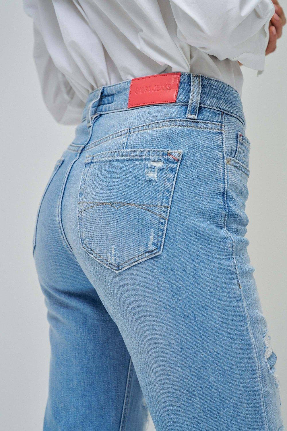 True Cropped Slim Jeans With Rips, Blue, large image number 4