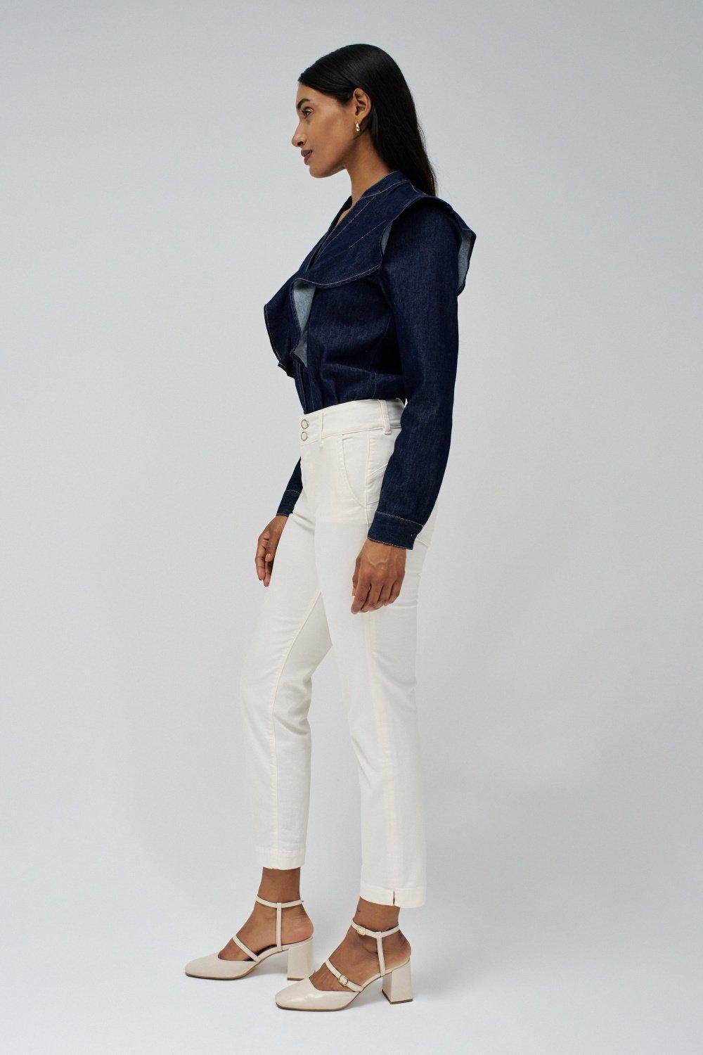 Cream Plain Ankle-Length Chino, , large image number 2