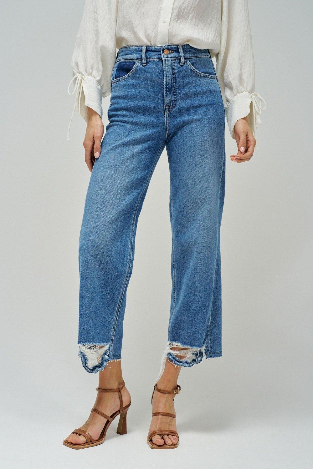Blue ed Denim Wide-Leg Jeans, , medium