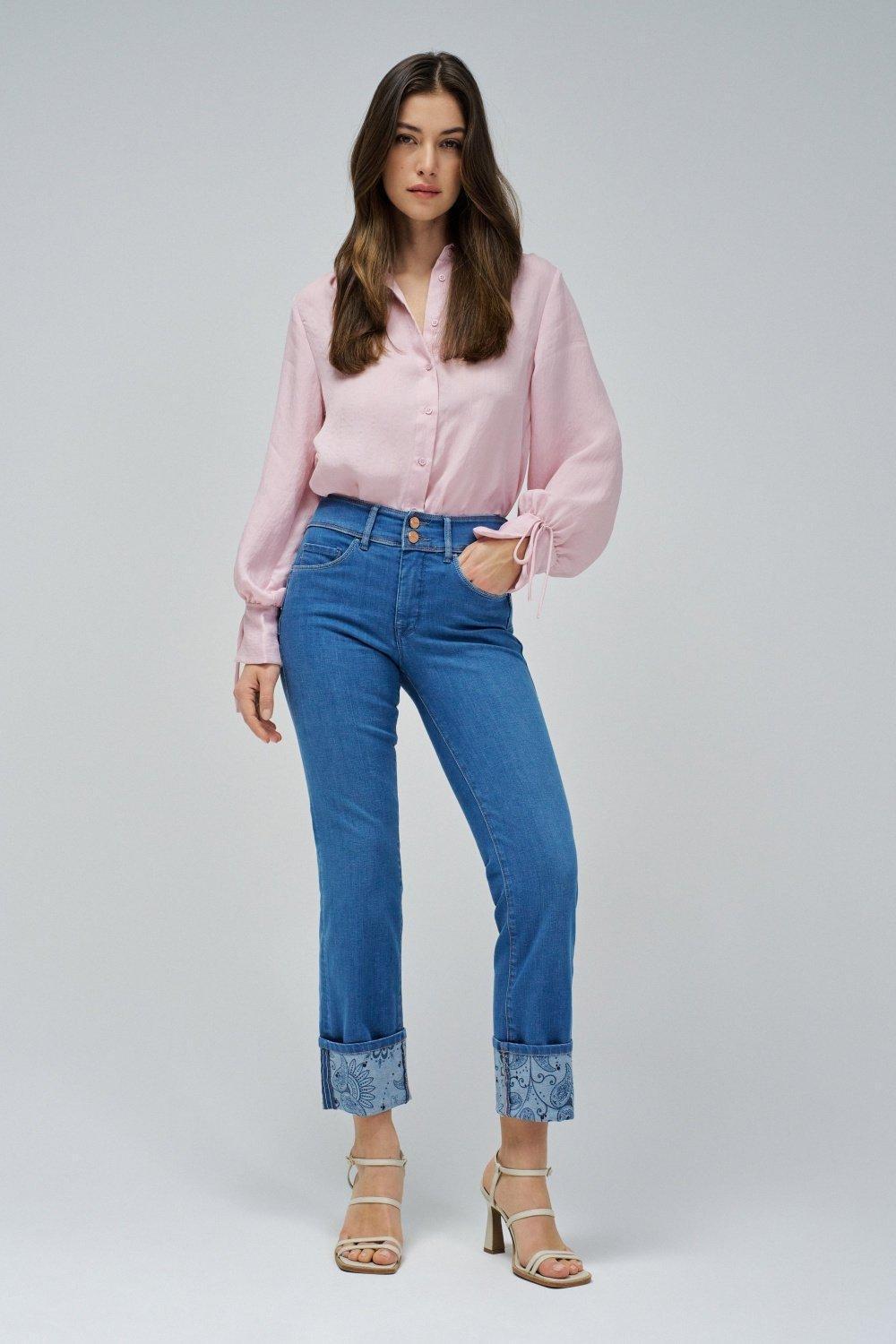 Secret Straight Pants, Blue, medium