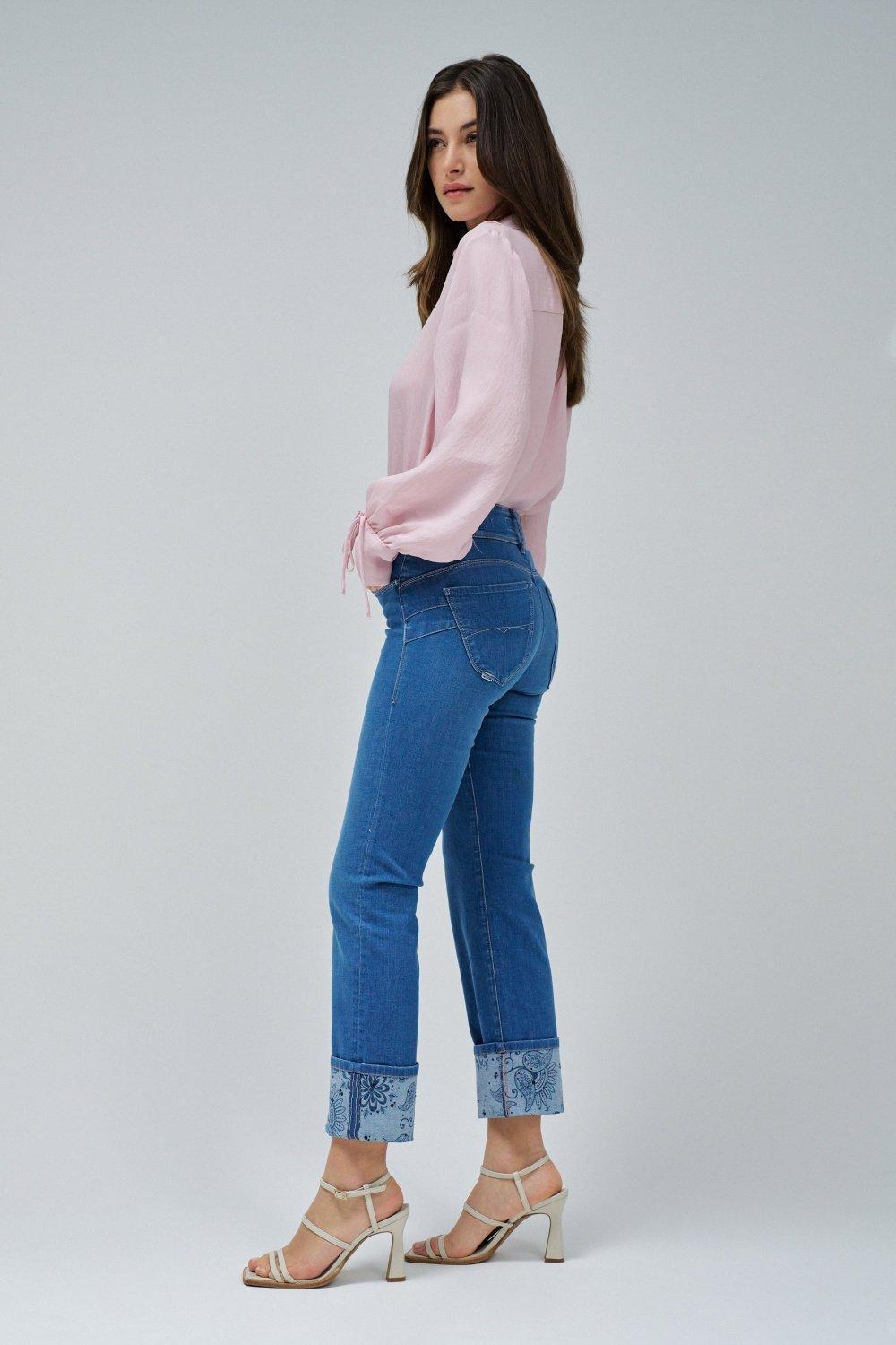 Secret Straight Pants, Blue, medium