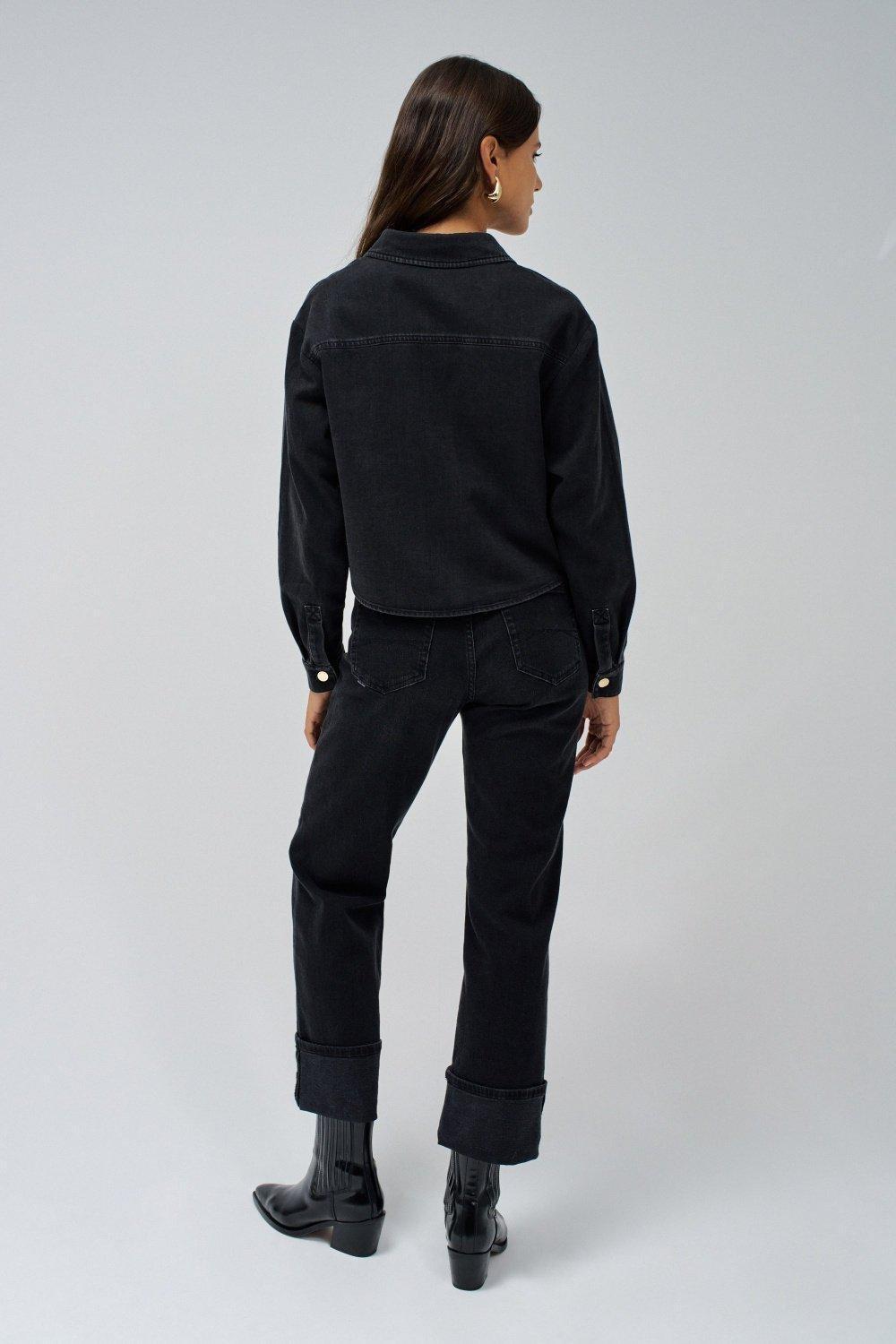 Black Sparkles Denim Overshirt, , large image number 3