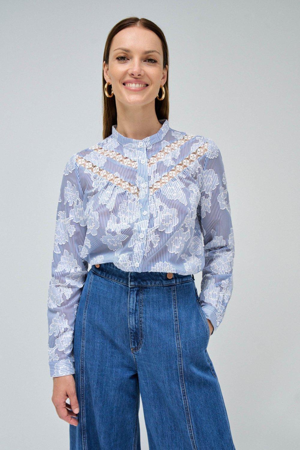White Floral Blouse, , medium