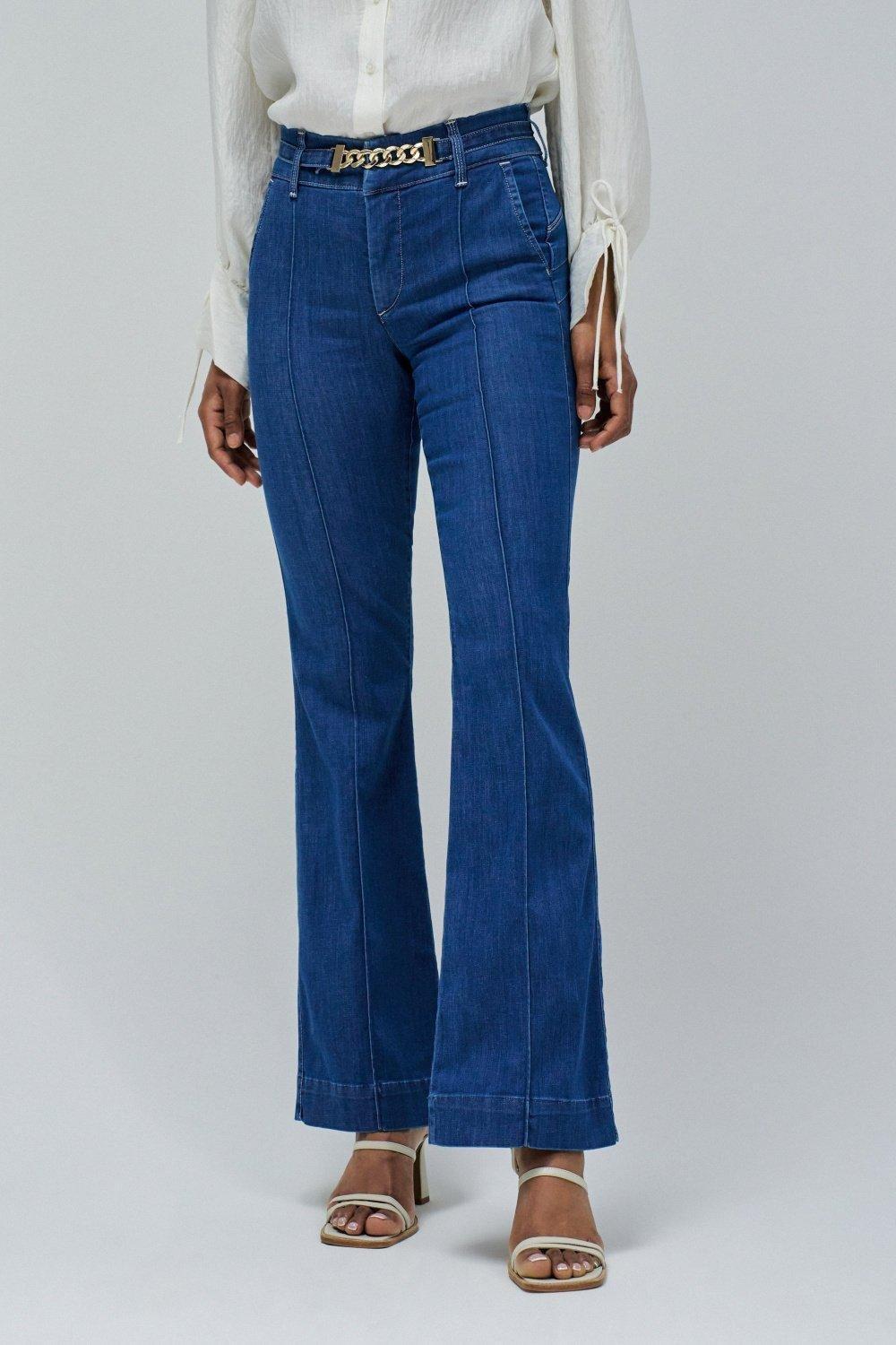 Secret Push In Flare Jeans, Dark Blue, medium