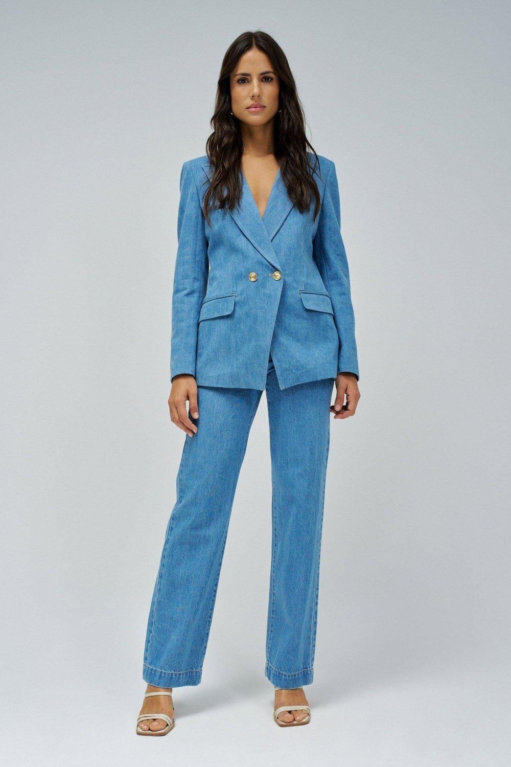 Blue Double Breasted Blazer, , large image number 1