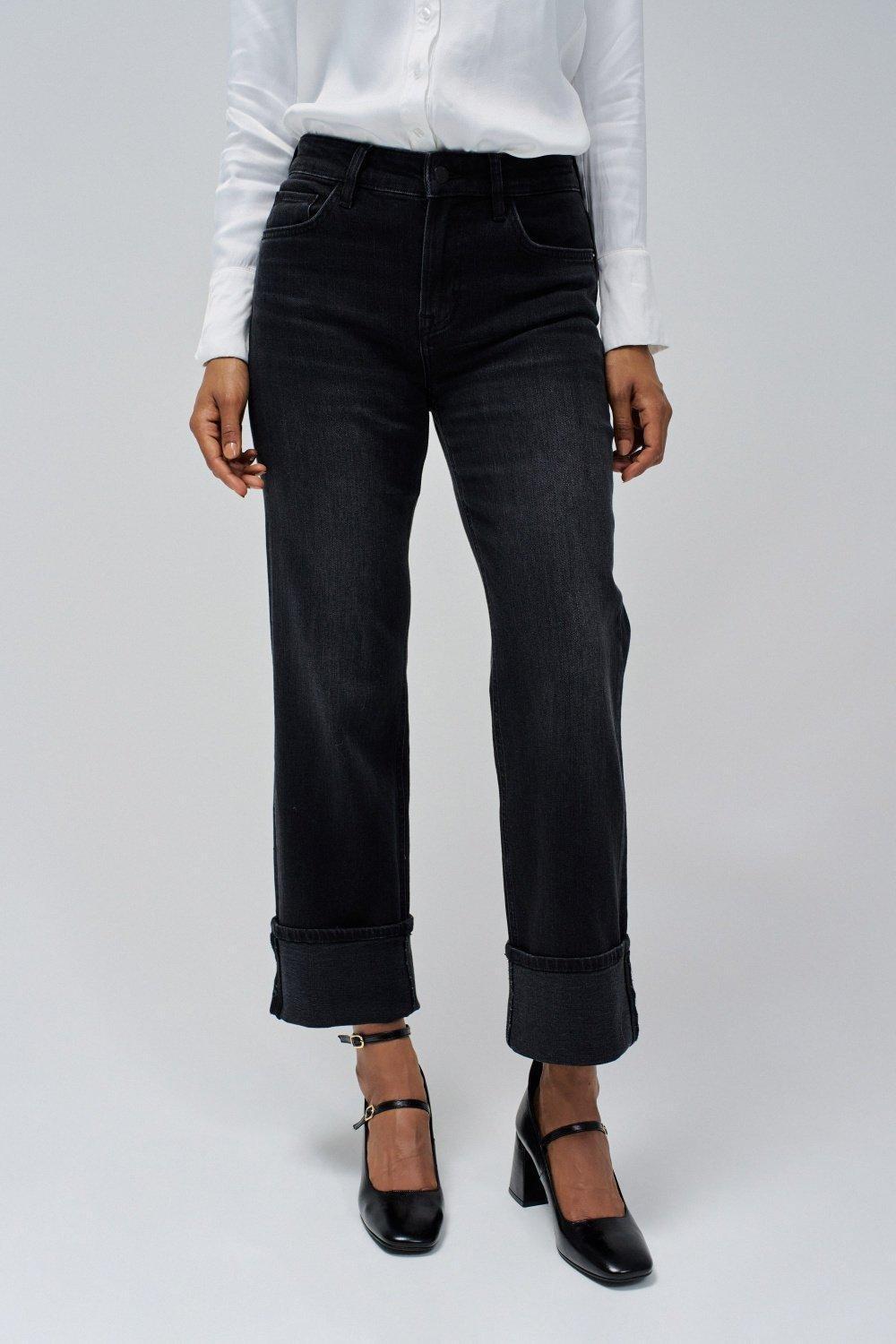 Black ed Denim Straight Jeans, , medium