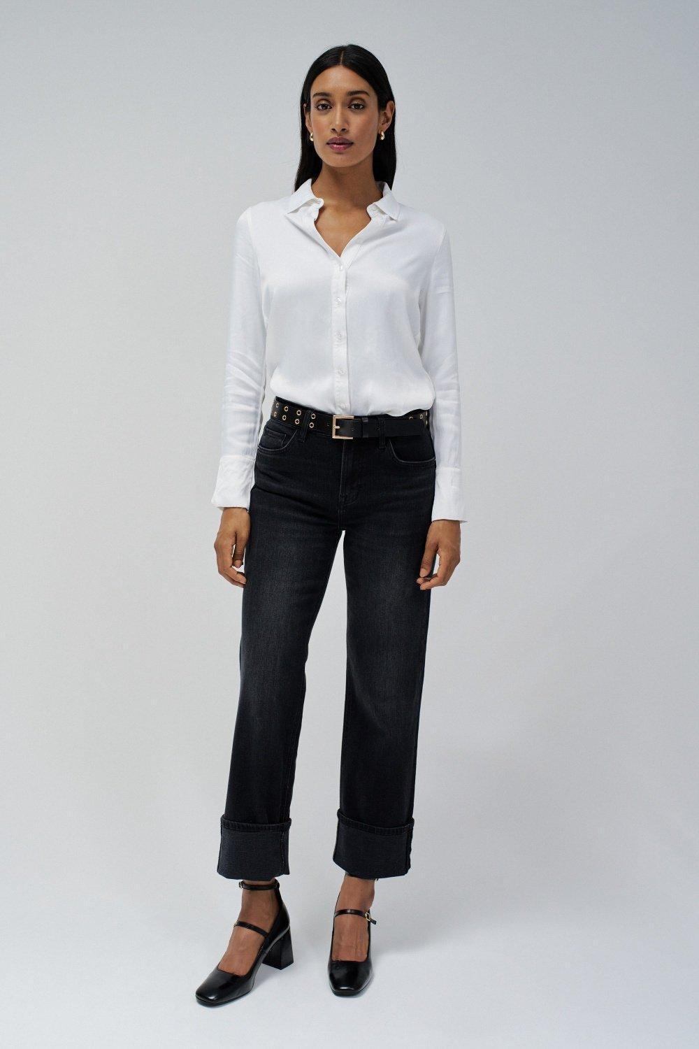 Black ed Denim Straight Jeans, , large image number 1