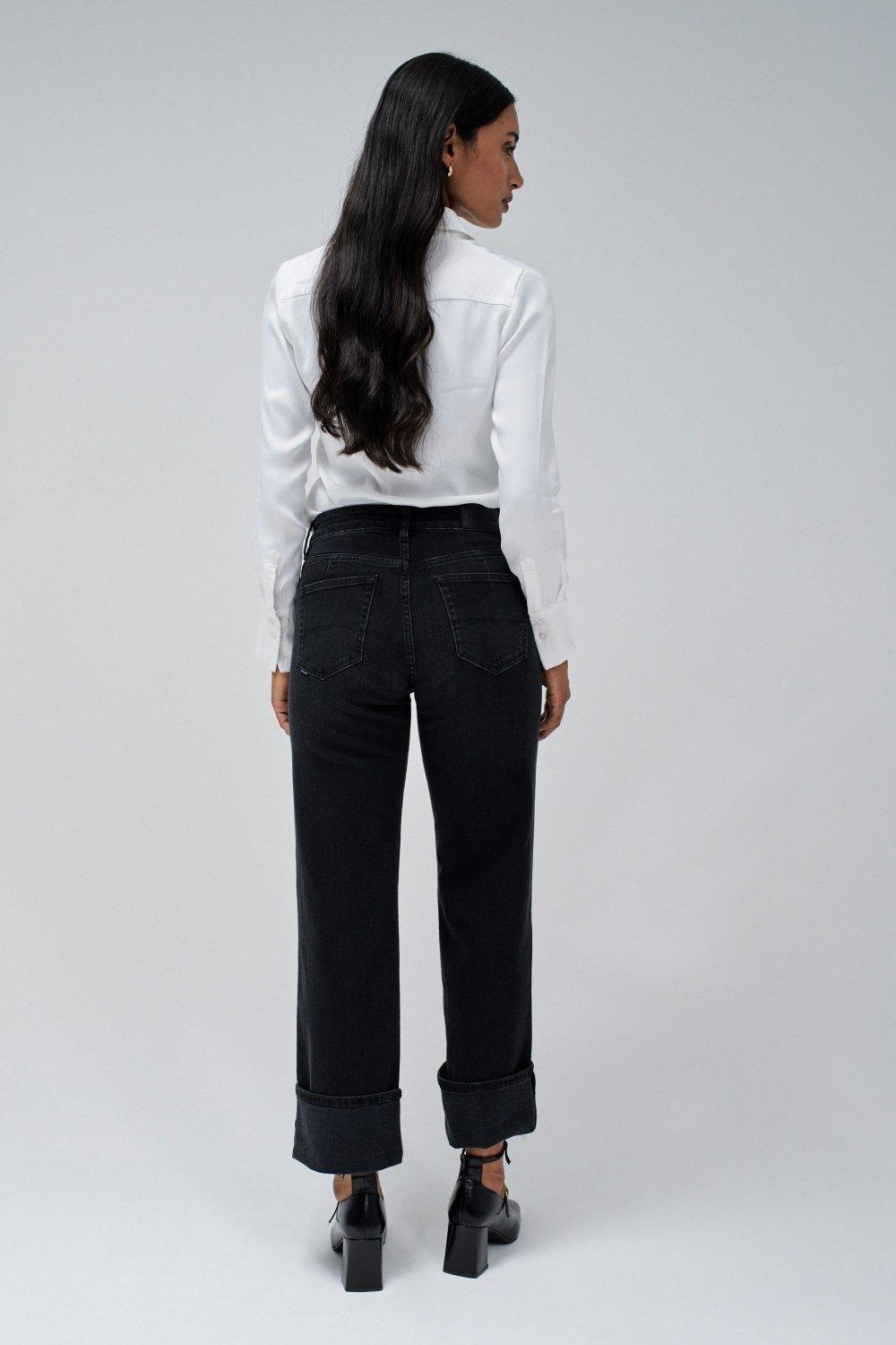 Black ed Denim Straight Jeans, , large image number 3