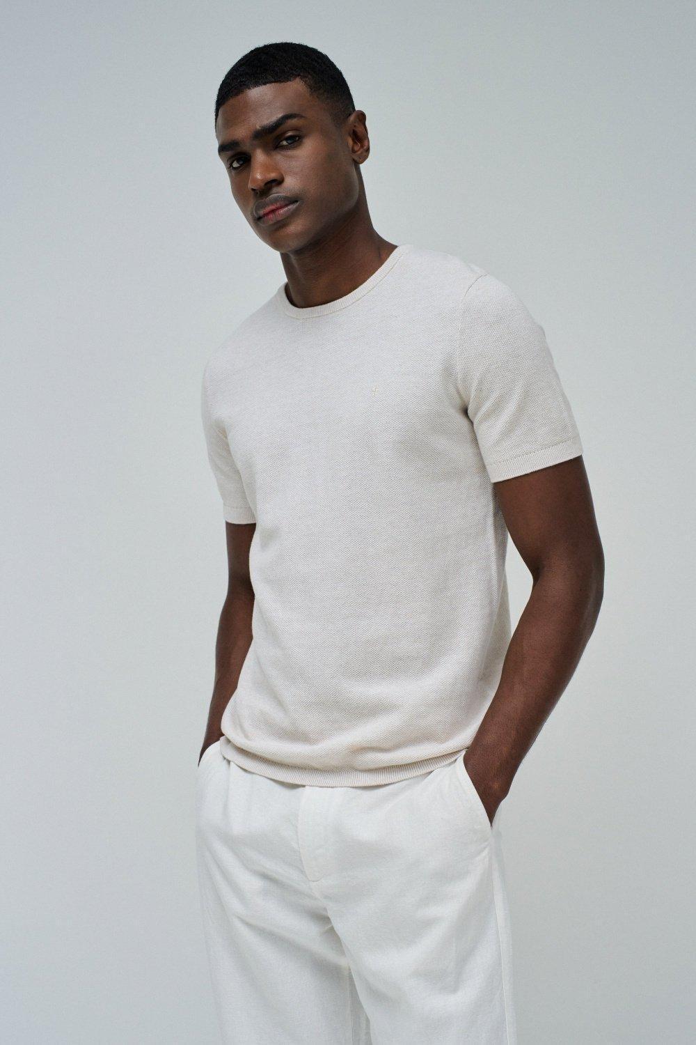 Beige Textured T-Shirt, , large image number 0