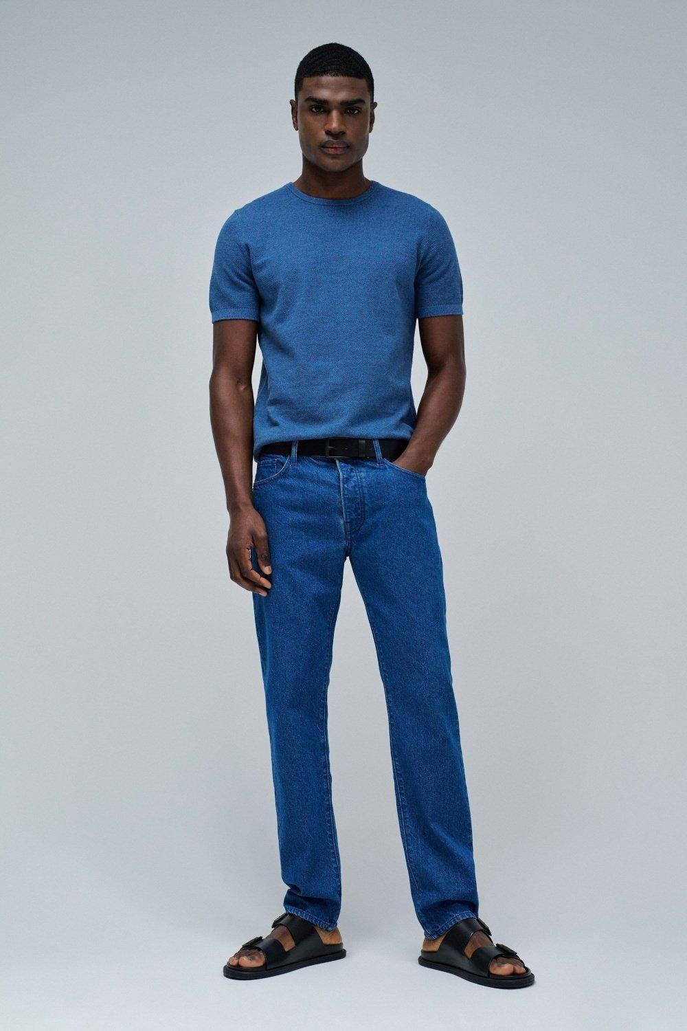 Blue Textured T-Shirt, , large image number 1