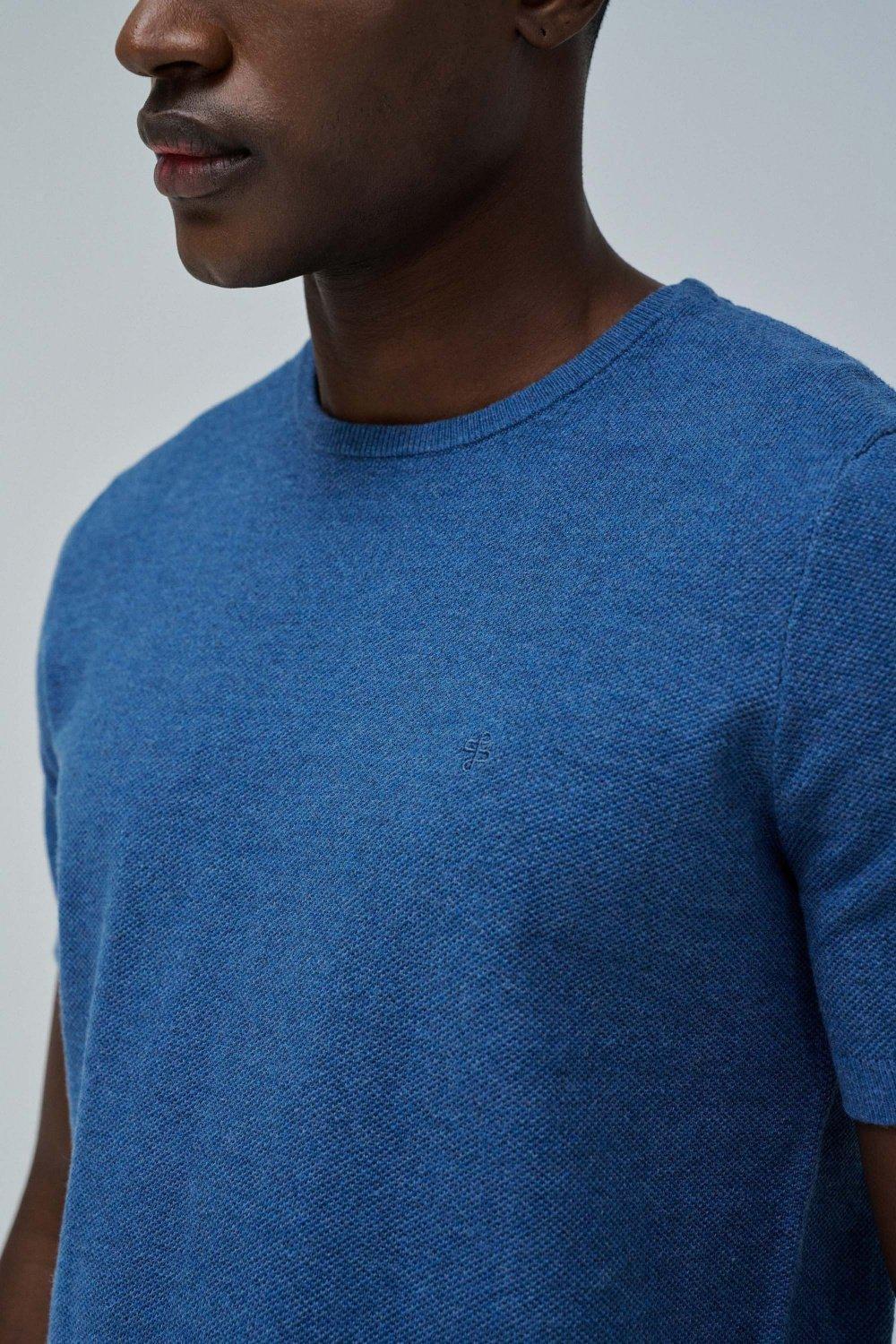 Blue Textured T-Shirt, , large image number 4
