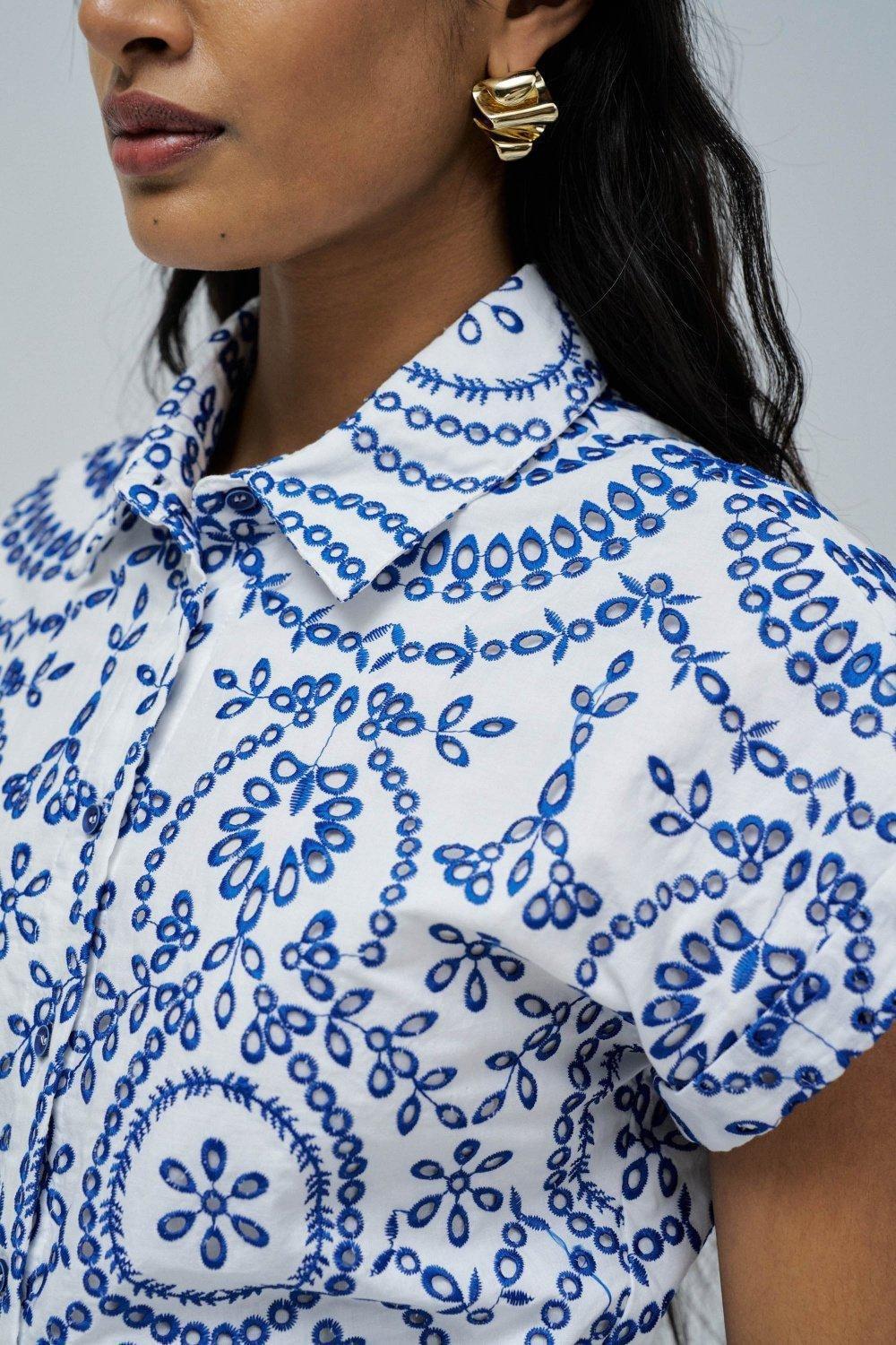 Shirt Dress In English Embroidery, White, large image number 4