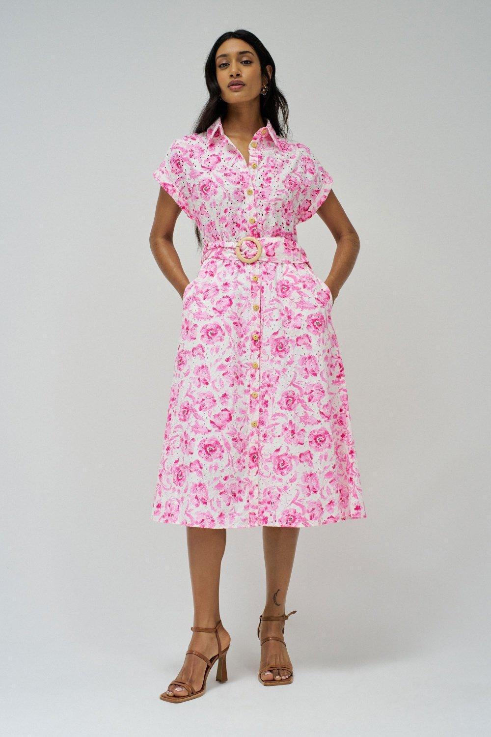 Printed Embroidered, Pink, large image number 1