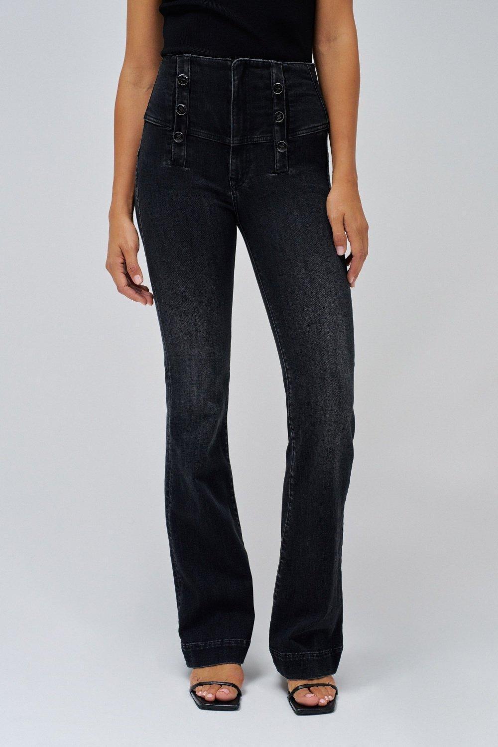 Diva Push In Flare Jeans, Black, medium