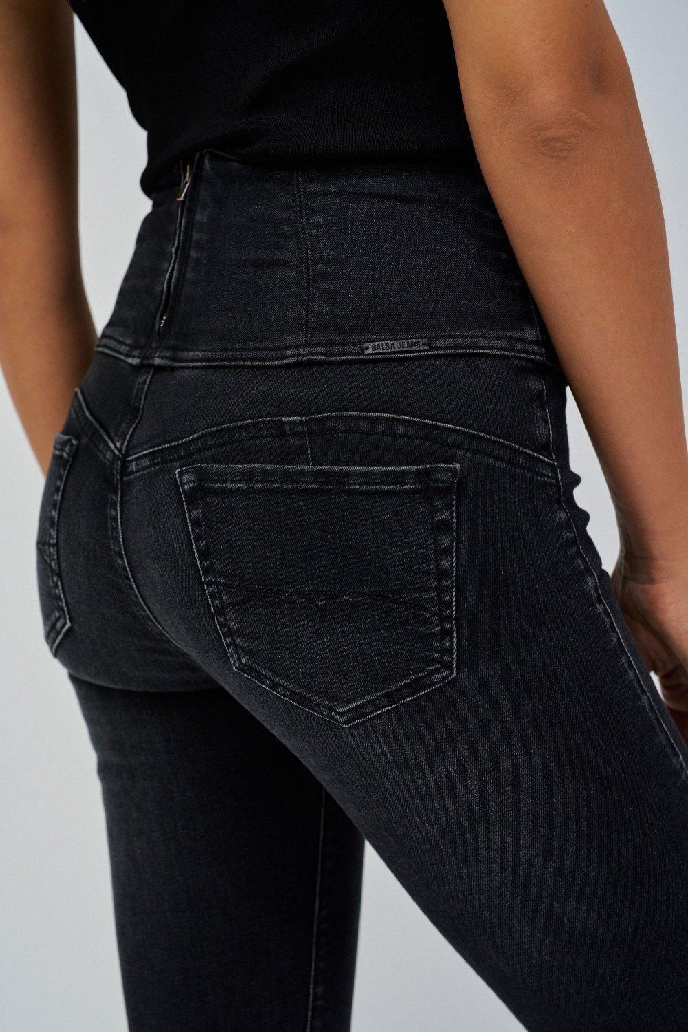 Diva Push In Flare Jeans, Black, large image number 4