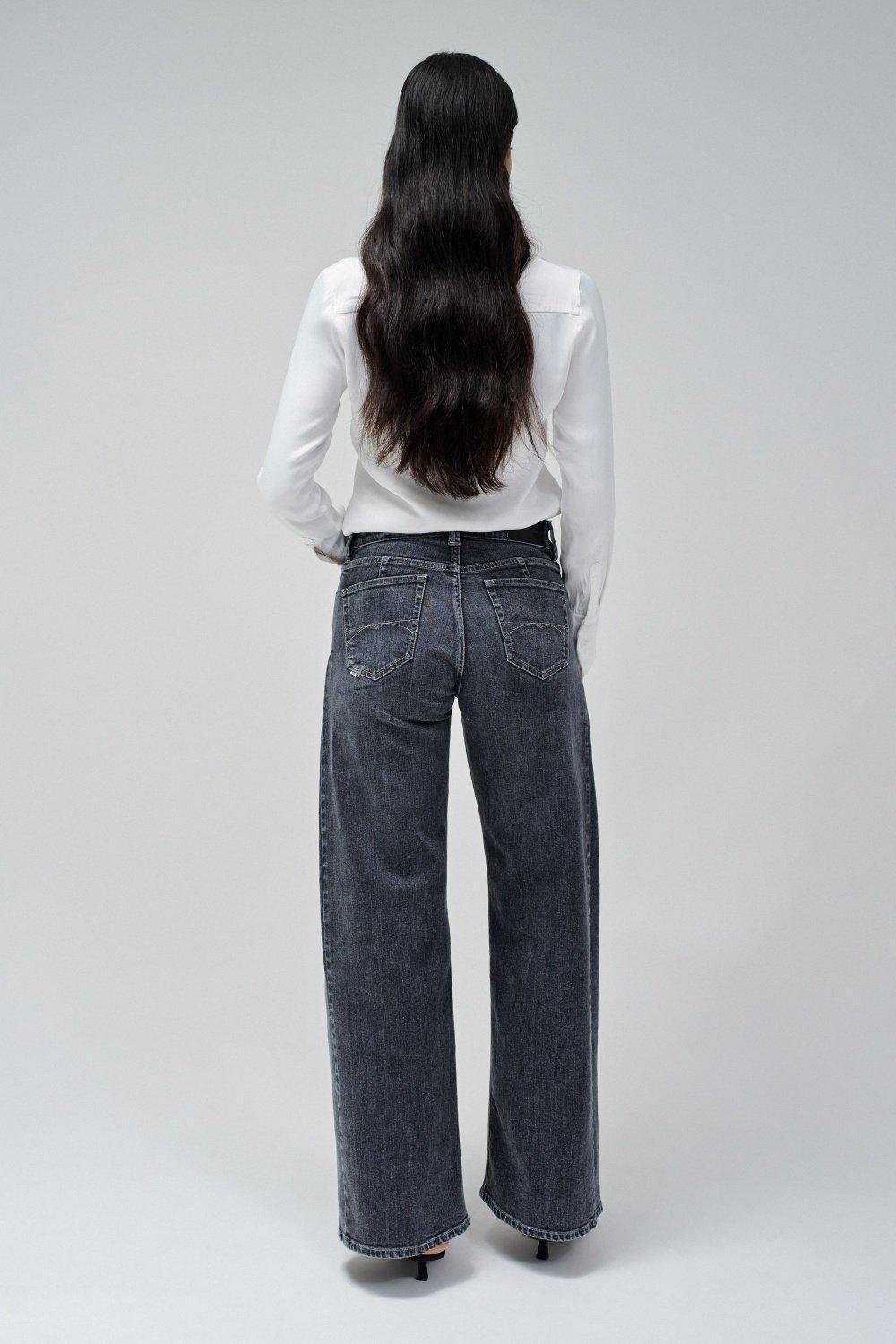 Wide Leg Denim Jeans, Black, large image number 3