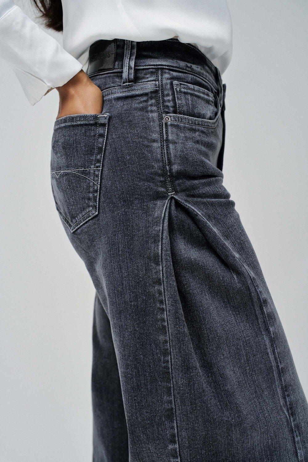 Wide Leg Denim Jeans, Black, large image number 4