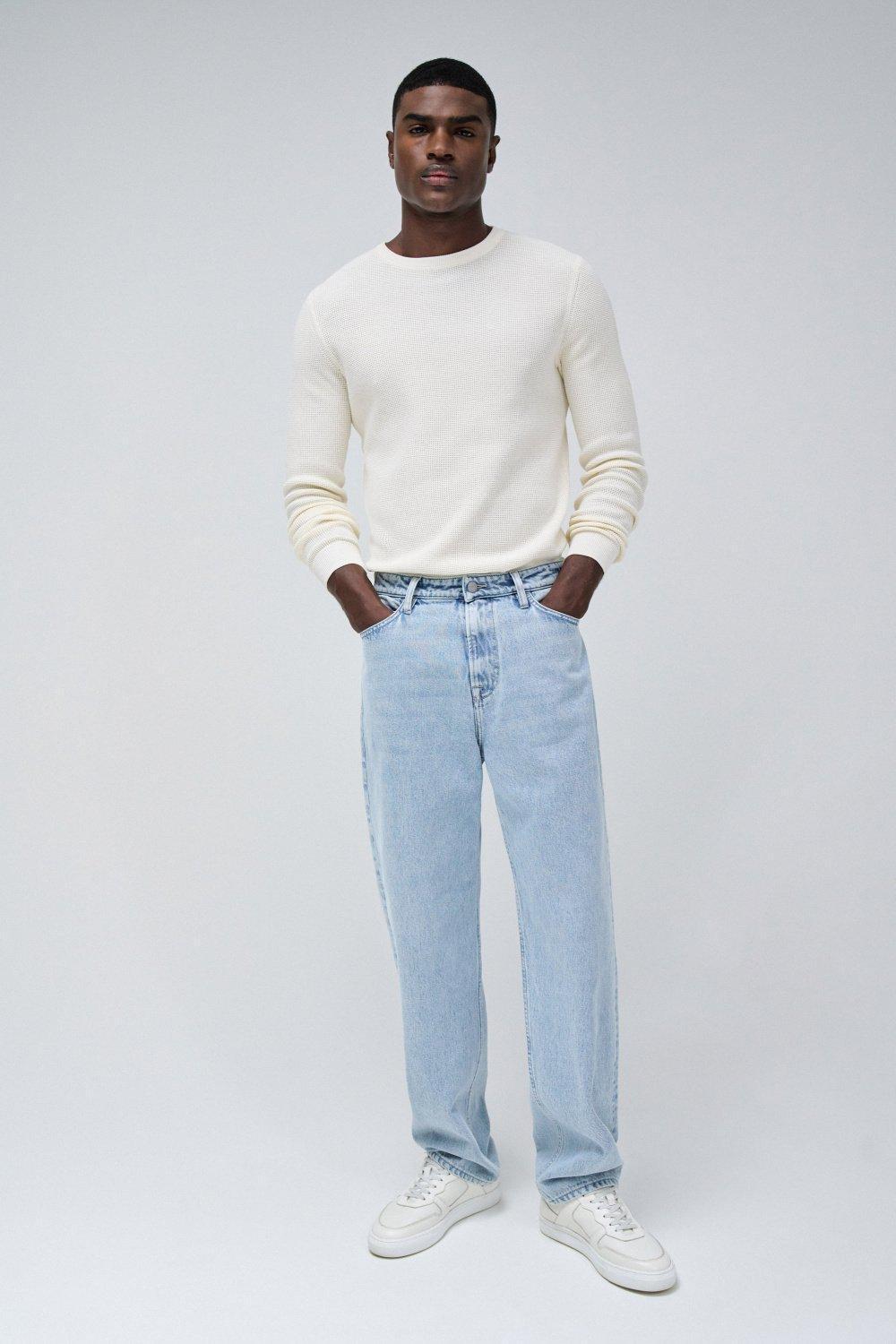 Loose Straight Jeans, Blue, large image number 1
