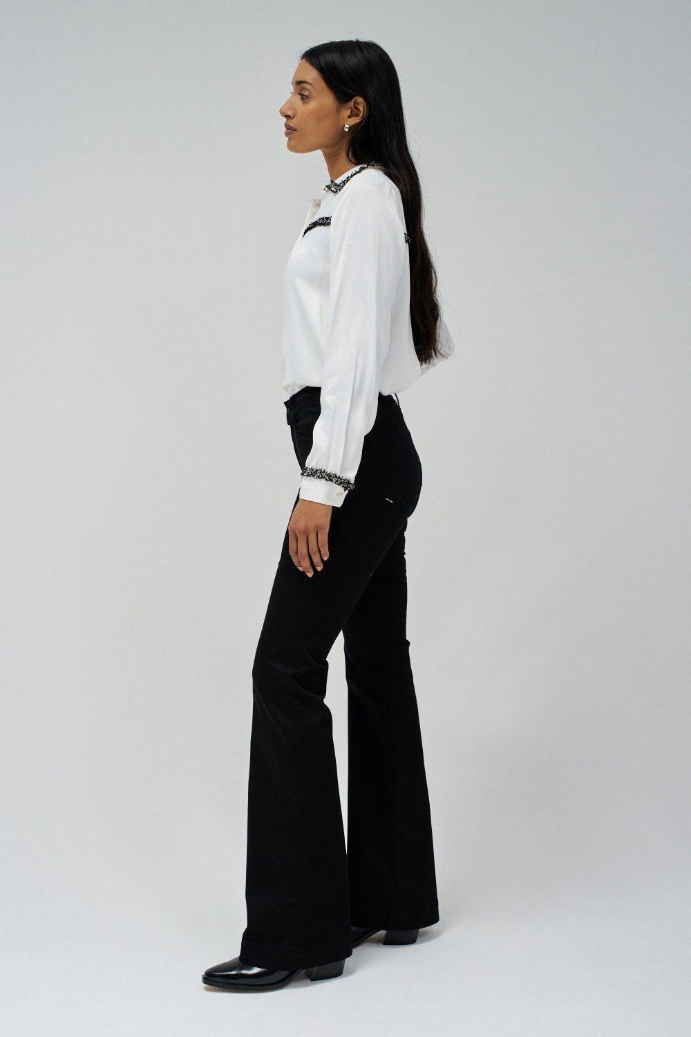 Destiny Push Up Flare Jeans, Black, large image number 2