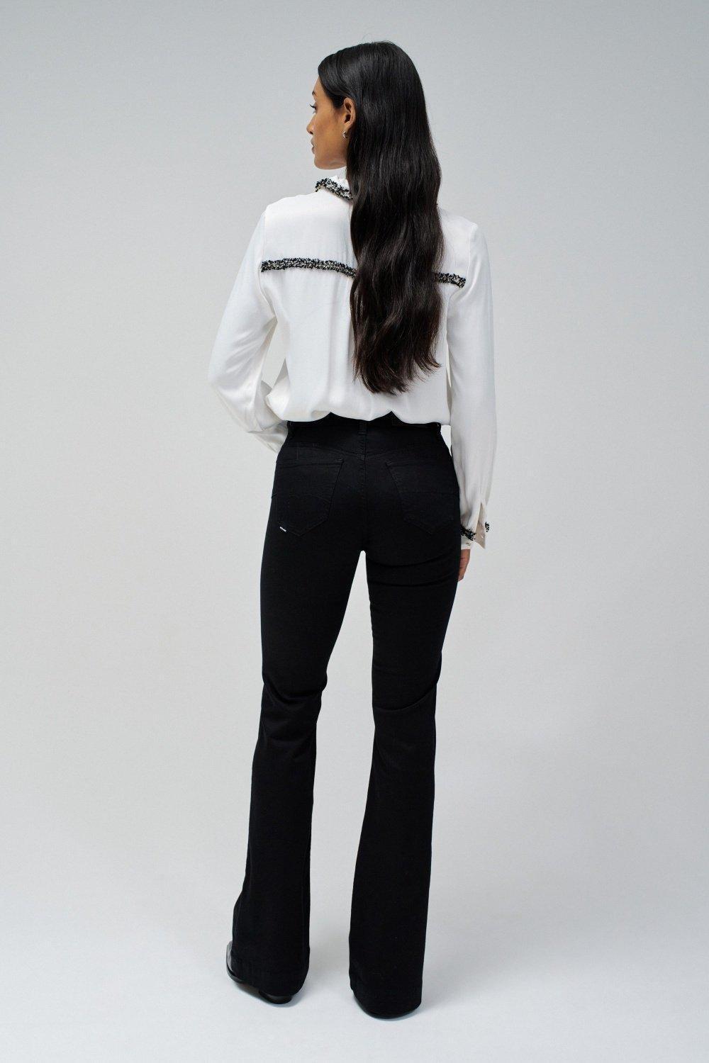 Destiny Push Up Flare Jeans, Black, large image number 3