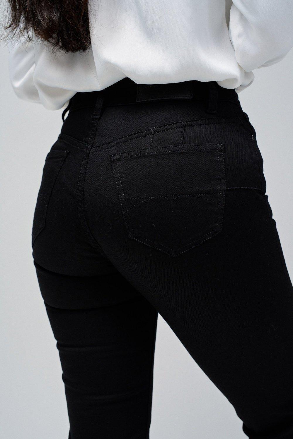 Destiny Push Up Flare Jeans, Black, large image number 4