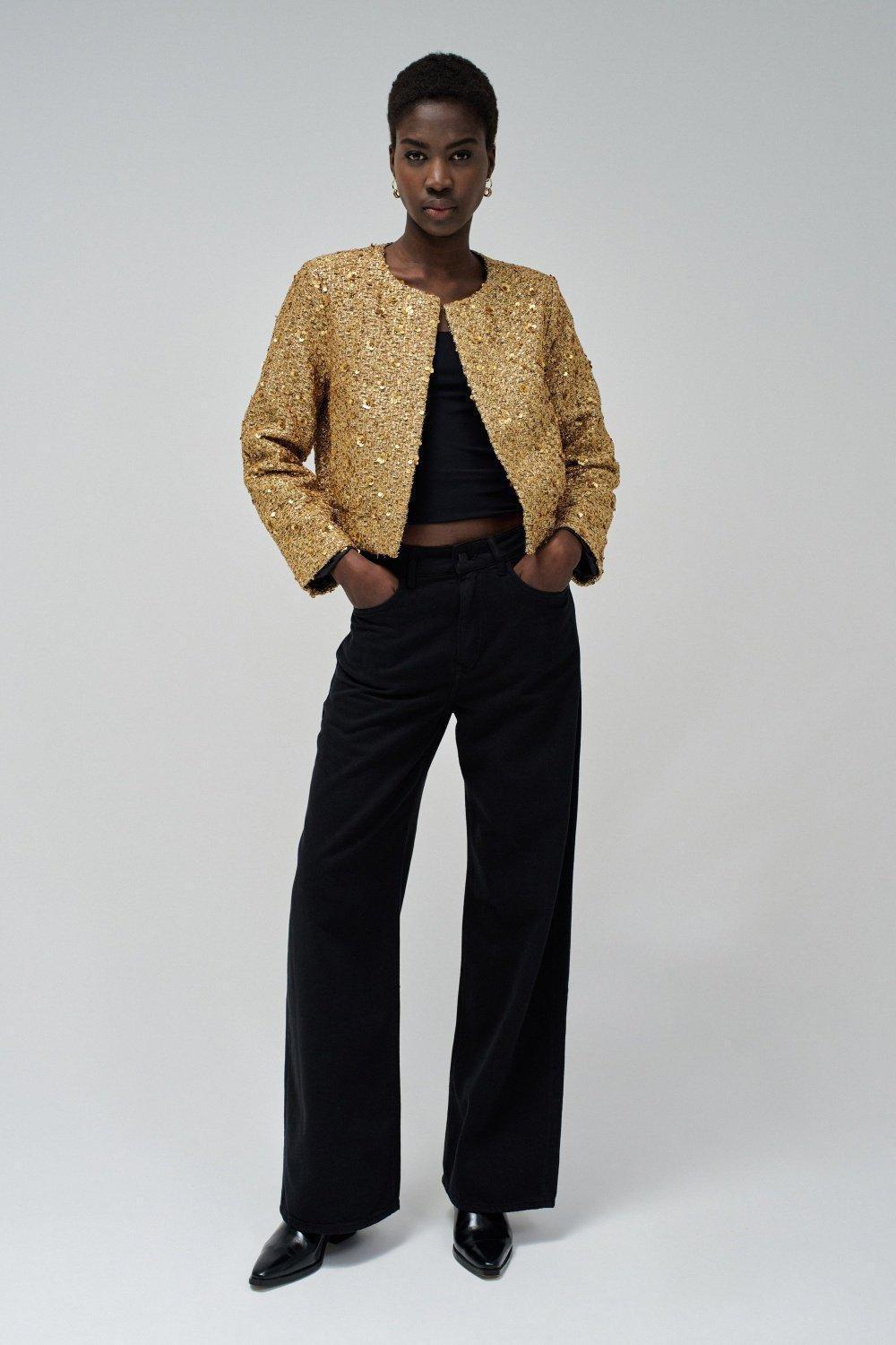 Wide Leg Jeans , Black, large image number 1