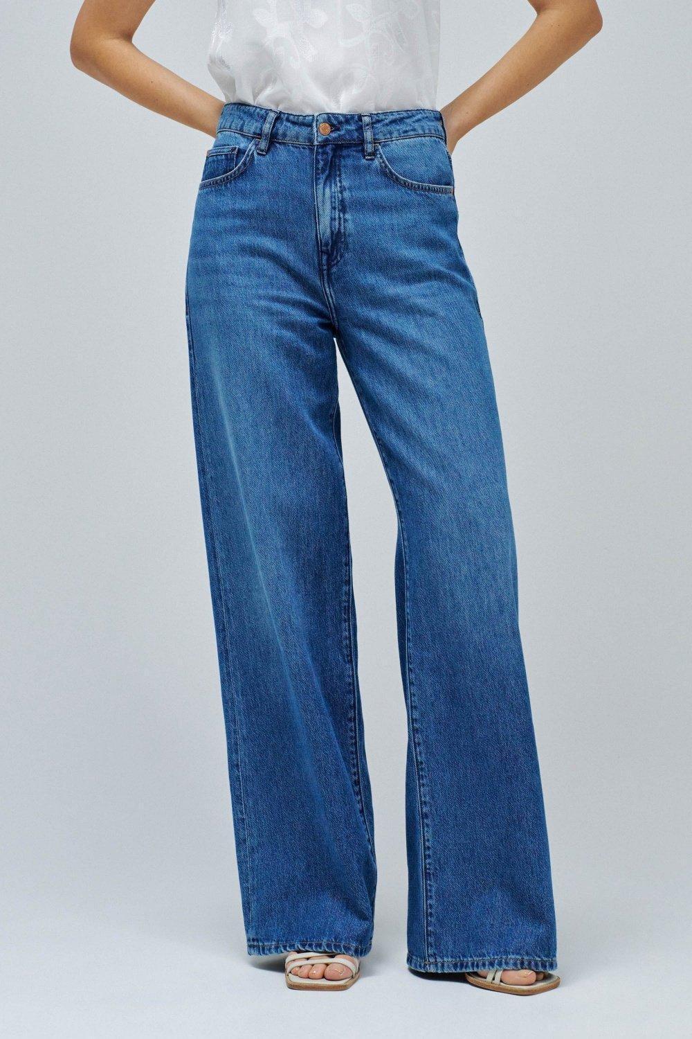 Blue Wide Leg Jeans, , large image number 0