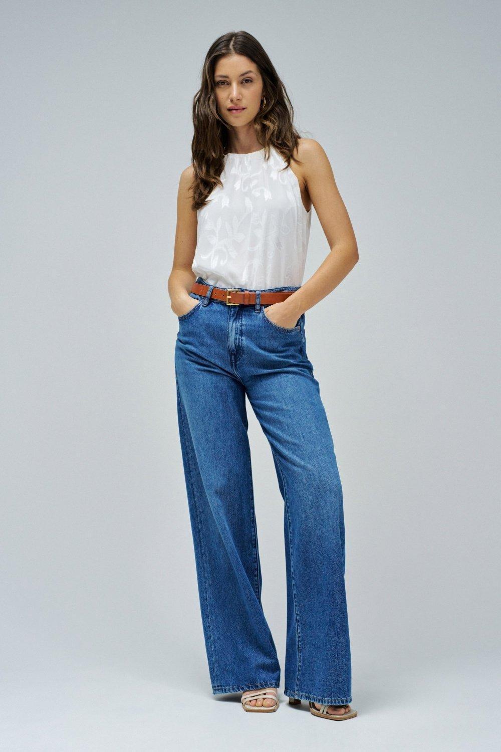 Blue Wide Leg Jeans, , large image number 1