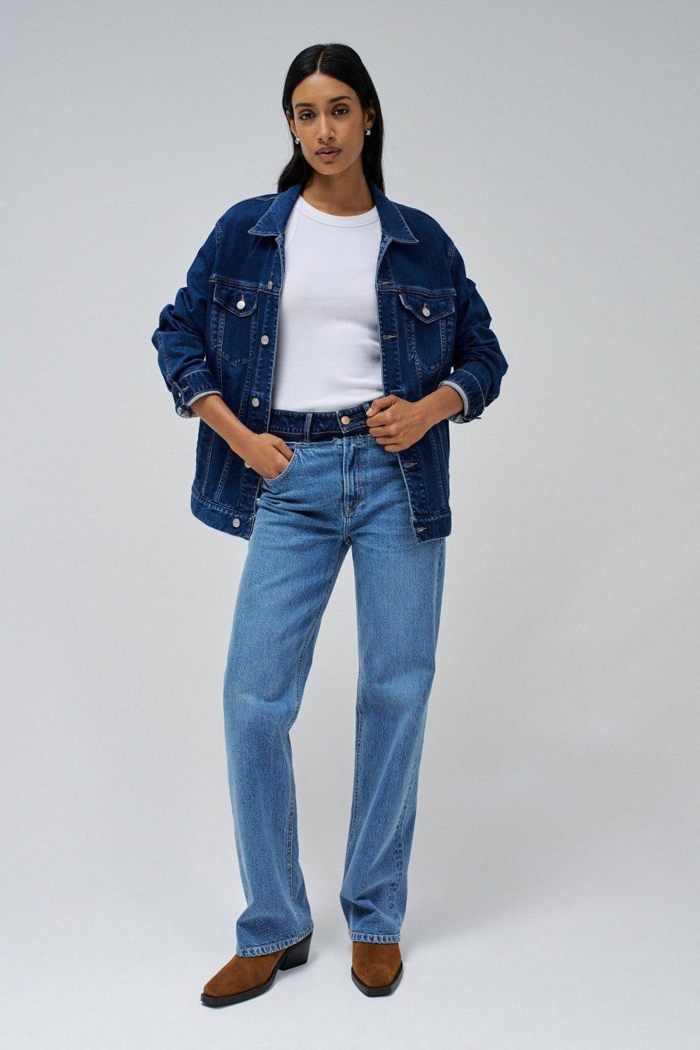 Blue Denim True Straight Jeans, , large image number 1