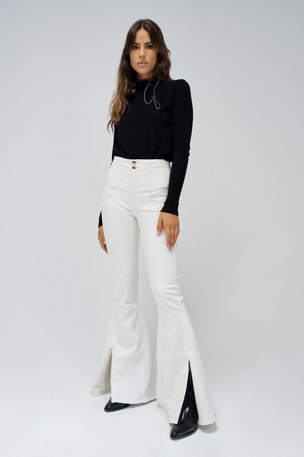 White Diva Super Flare Jeans, , large image number 1