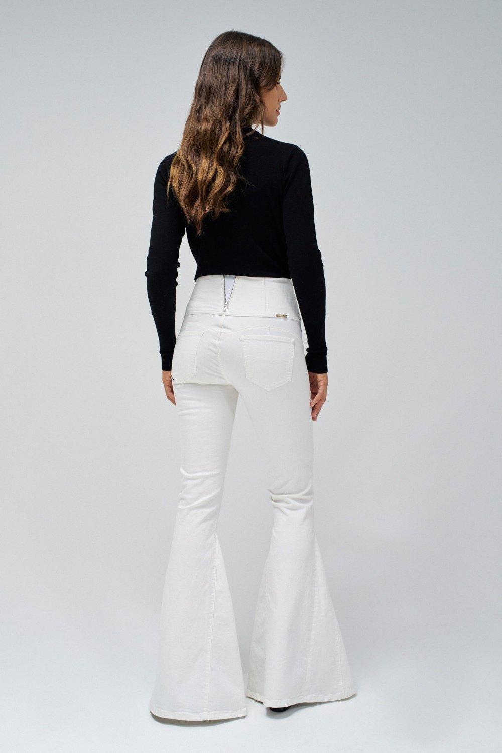 White Diva Super Flare Jeans, , large image number 3