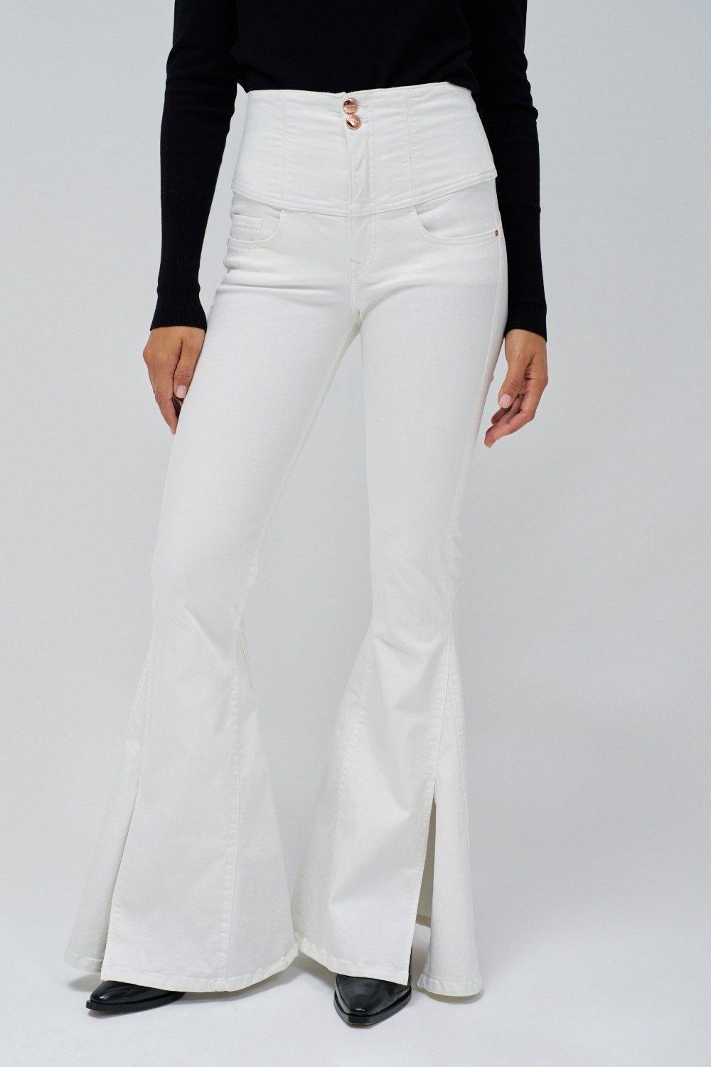 Diva Super Flare Jeans, White, medium