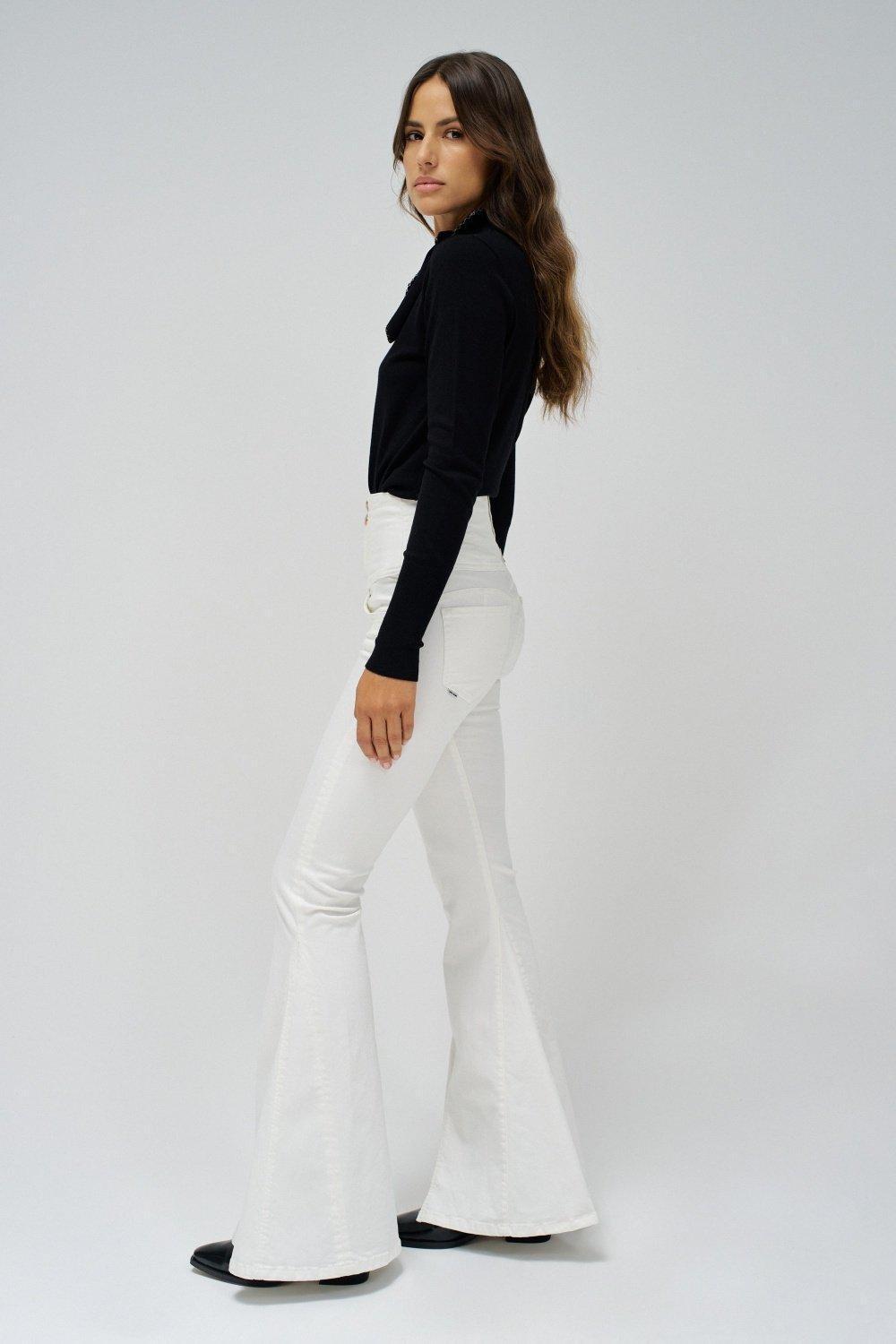 Diva Super Flare Jeans, White, medium