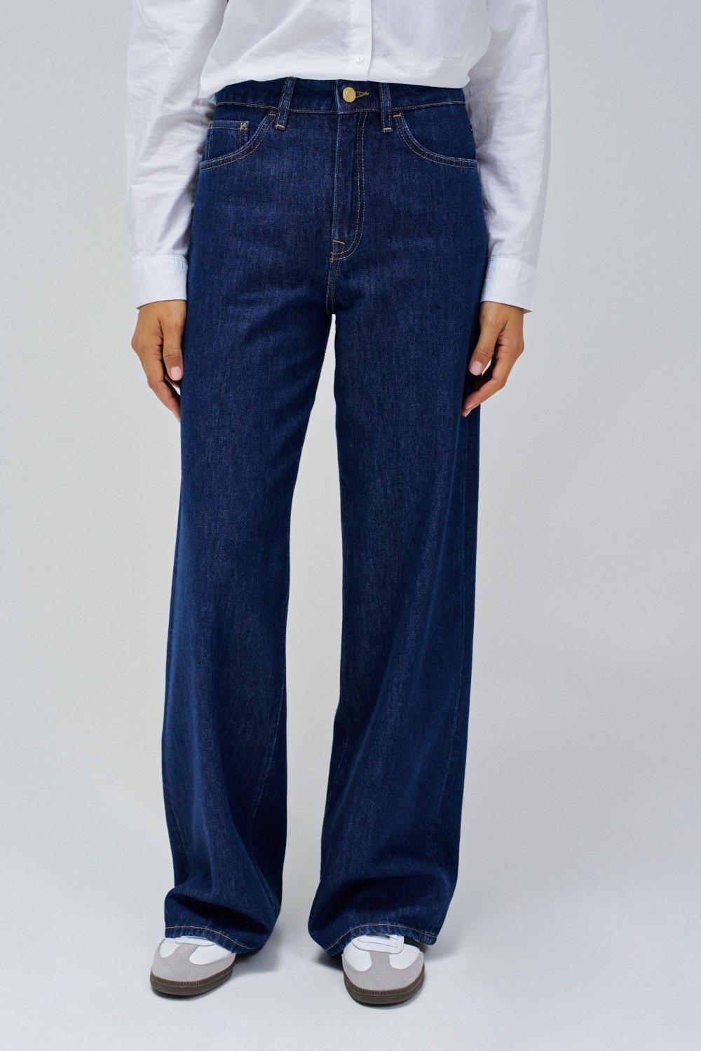 Dark Blue Wide Leg Jeans, , large image number 0