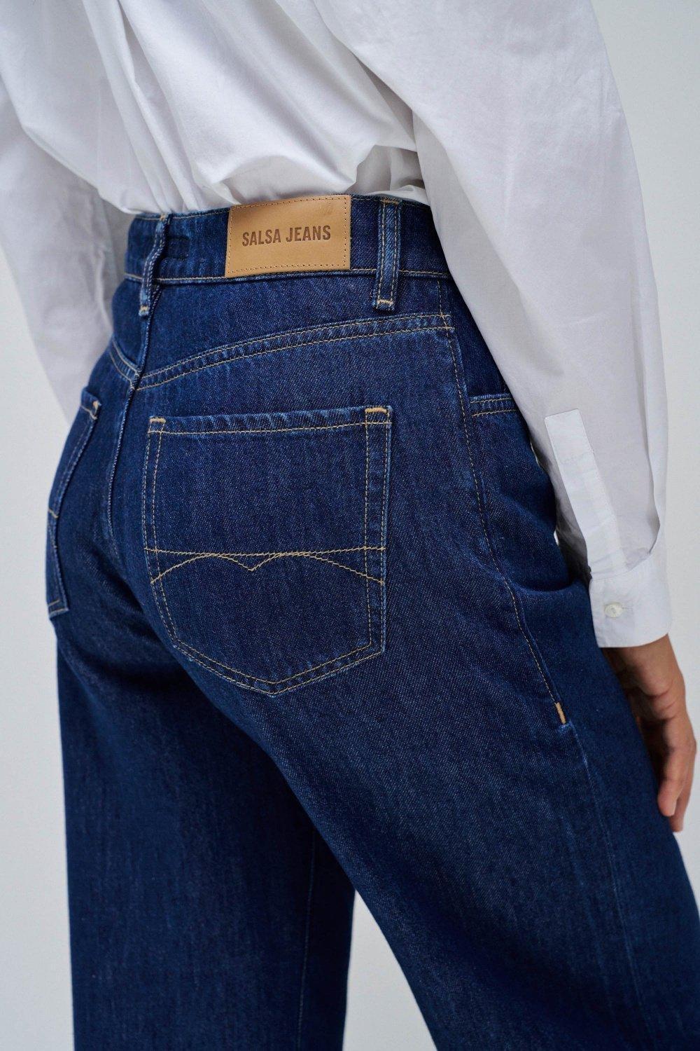 Dark Blue Wide Leg Jeans, , large image number 4