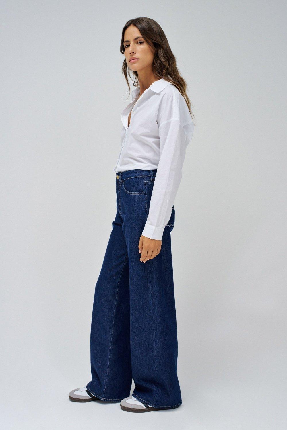 Wide Leg Jeans, Dark Blue, medium
