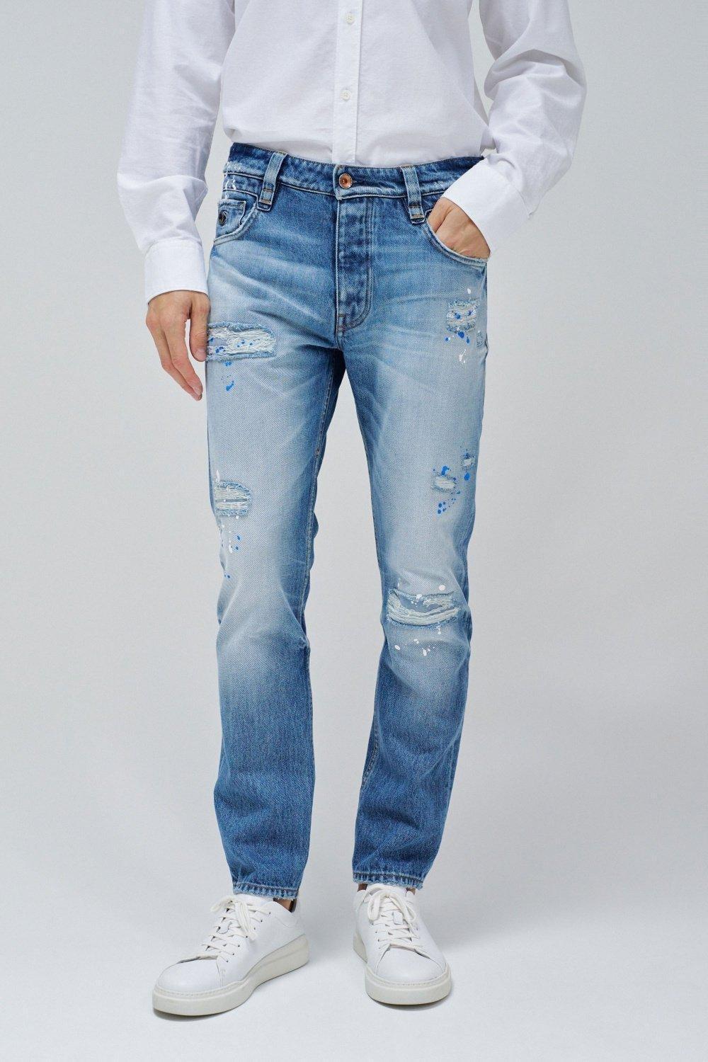 Blue Embellished Ankle-Length Jeans, , medium