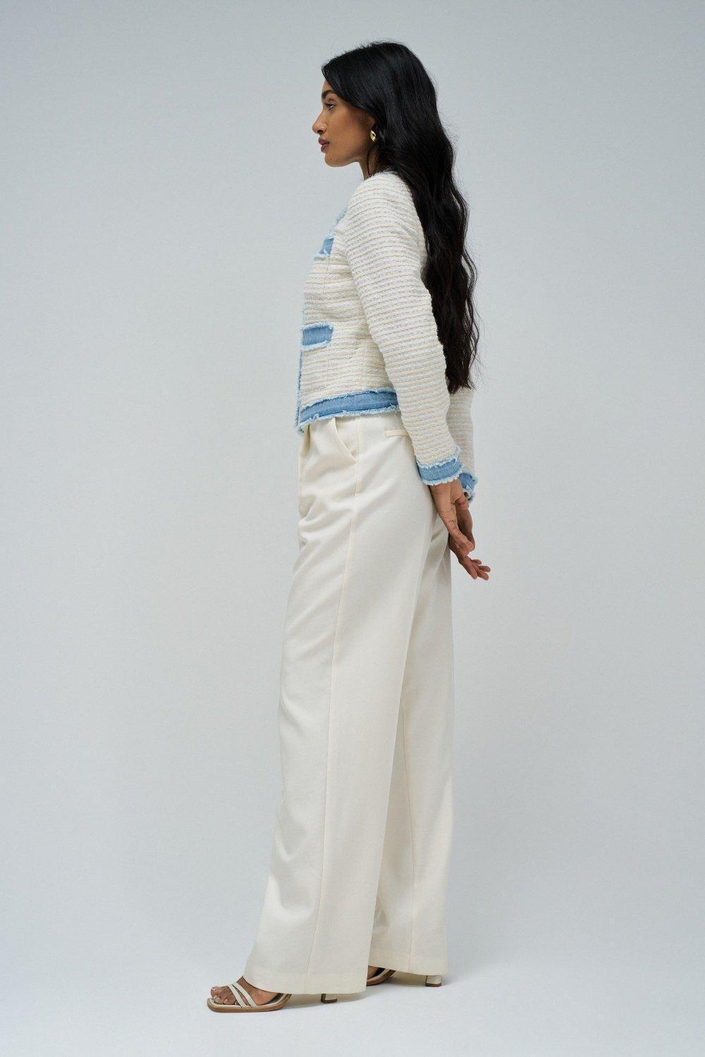 White Textured Cropped Jacket, , large image number 2