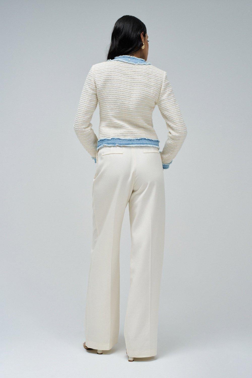 White Textured Cropped Jacket, , large image number 3